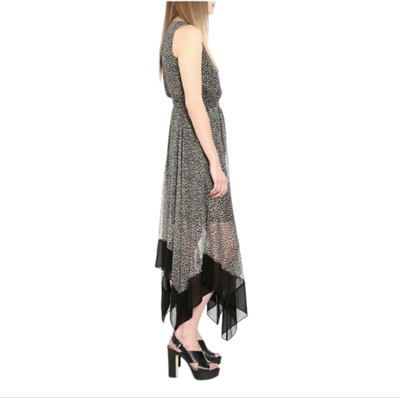 Michael Michael Kors Black Brown Handkerchief Hem Cheetah Print Dress - Picture 4 of 17